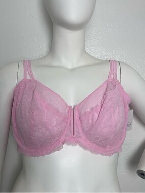 AUDEN LACE UNLINED COMFORT WIRE BALCONETTE BRA PINK